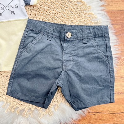 Conj. Camiseta Gola Polo Fencing e Bermuda - Chumbo e Amarelo